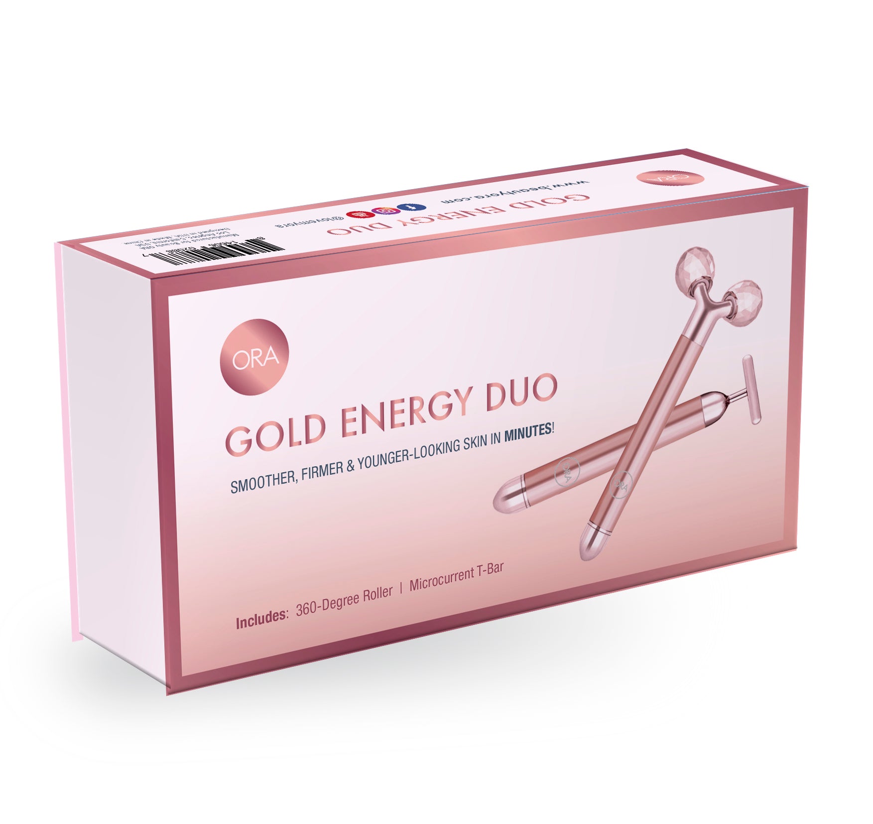ORA Gold Energy Duo (includes Microcurrent T-Bar & 360-Degree Roller)