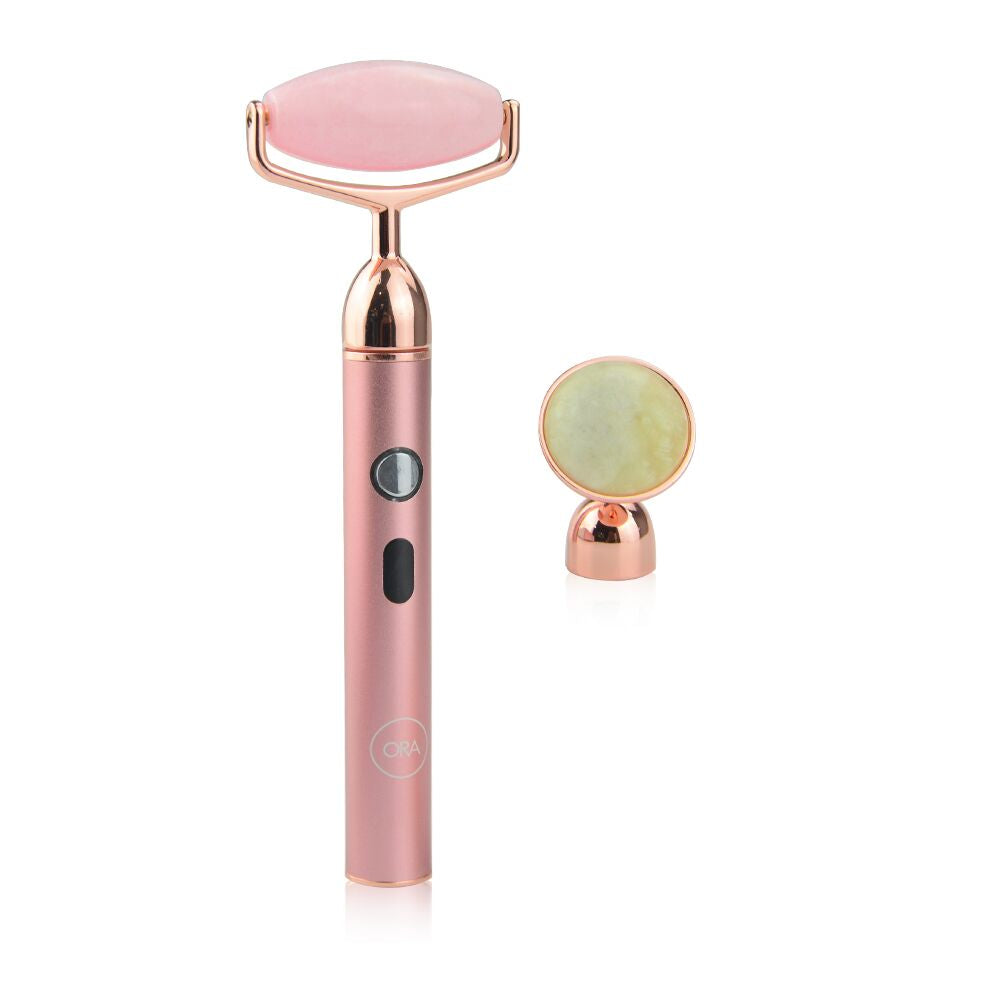 ORA Crystal Electroller - Rose Quartz & Jade (3 Speeds | USB-Rechargea Beauty ORA ORA Crystal Electroller - Rose Quartz & Jade (3 Speeds | USB-Rechargea Beauty ORA
