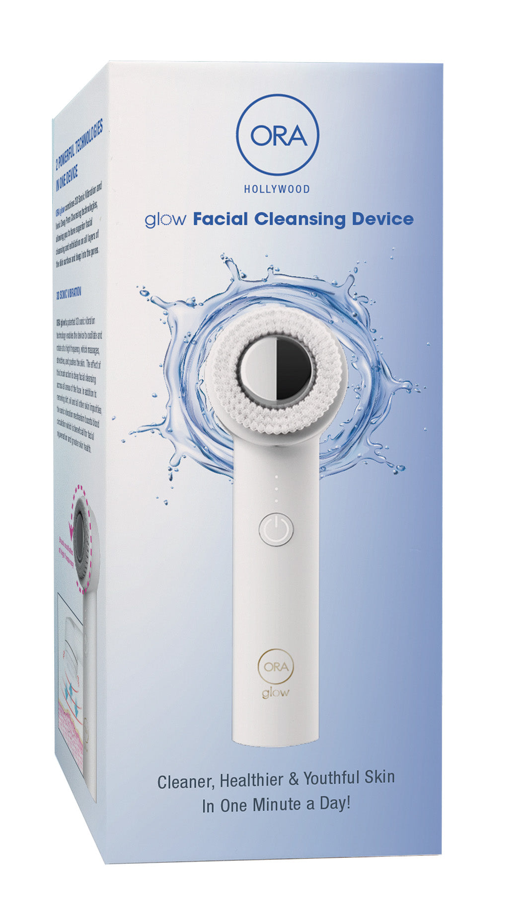 ORA glow Facial Cleansing Brush Device (w/ dual 3D Sonic & Ionic Deep Pore Cleansing)
